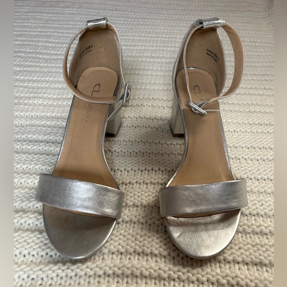 CL by Laundry Shoes - Silver Block Heel with Strap, Size 8